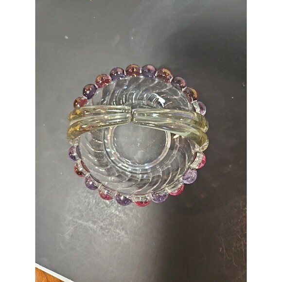 BEAUTIFUL VTG Westmoreland Purple Pink Ball & Swirl Candy Dish W/Handle 3.75"H - Picture 2 of 6